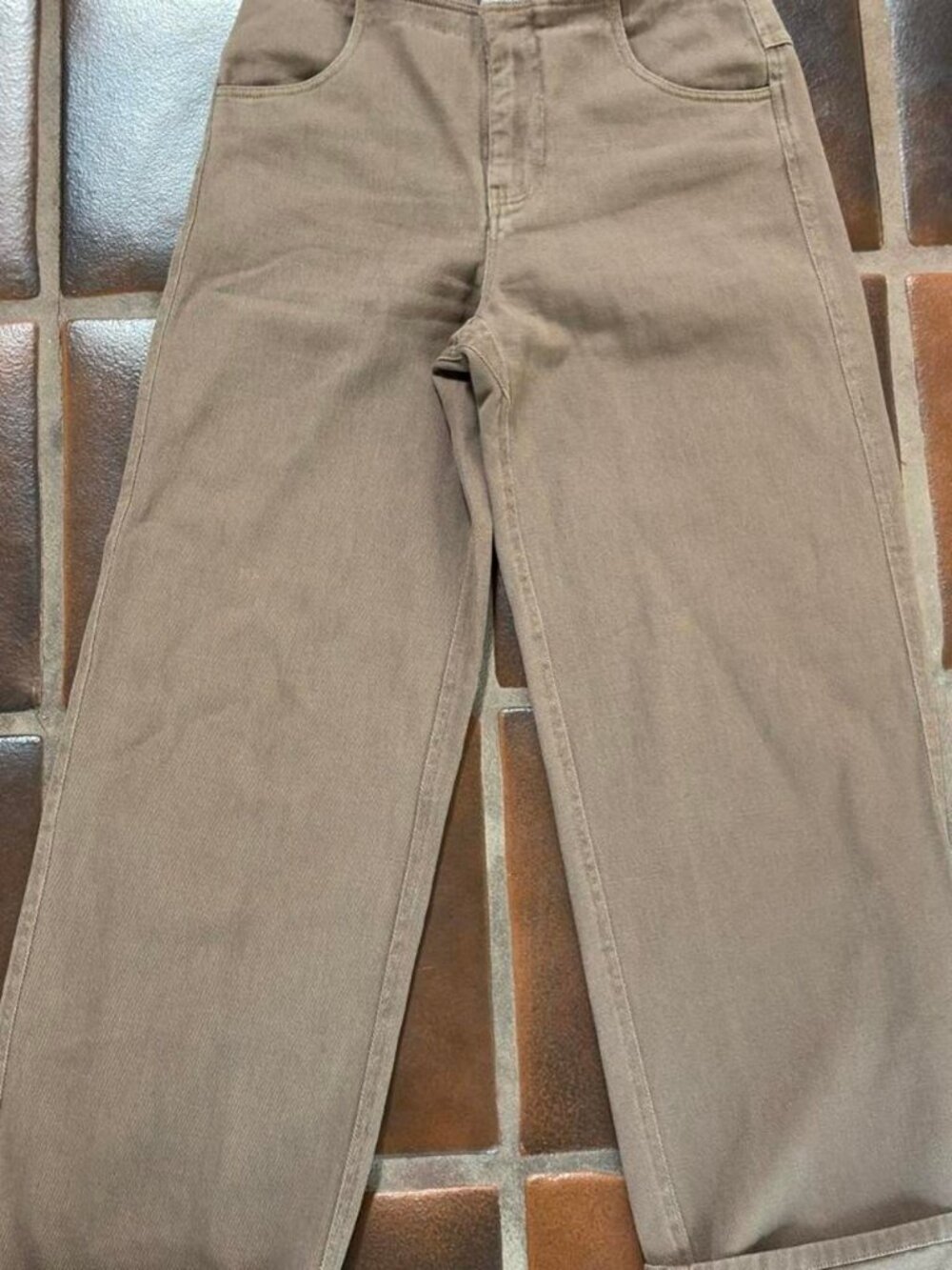 Christopher Esber Taupe Cuffed Straight-Leg Pants Size 10